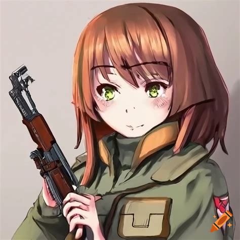 Anime Girl With Ak 47 In Hatch Of A Kv2 Tank On Craiyon