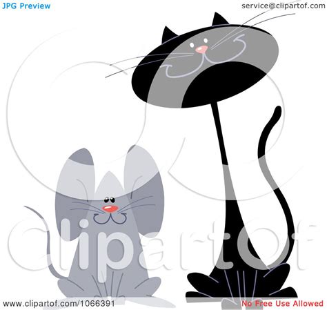 Clipart Black Cat And Mouse Friend Royalty Free Vector