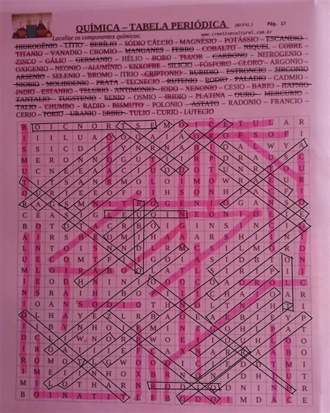Caça-palavras Química Tabela Periódica