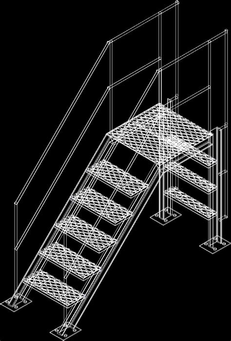 Autocad 3d dwg (dwg), solidworks (sldprt, sldasm), inventor (ipt, iam), catia v5, jt, pro/engineer (prt, asm), nx (prt), parasolid (x_t, x_b, xmt, xmt_txt), plmxml. Metal Platform Stair DWG Block for AutoCAD • Designs CAD