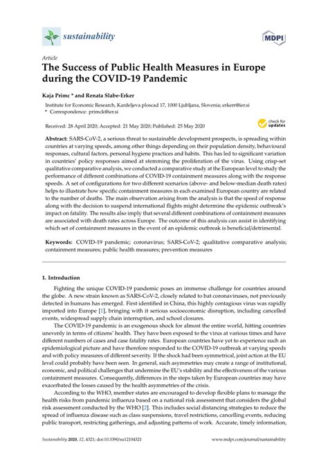 Pdf The Success Of Public Health Measures In Europe During The Covid