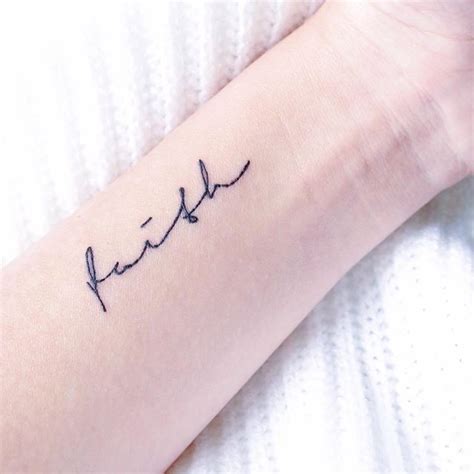 These 79 small wrist tattoos explore a great mix of styles, symbolism, colors and ideas. small faith tattoo | Word tattoos, Wrist tattoos quotes ...