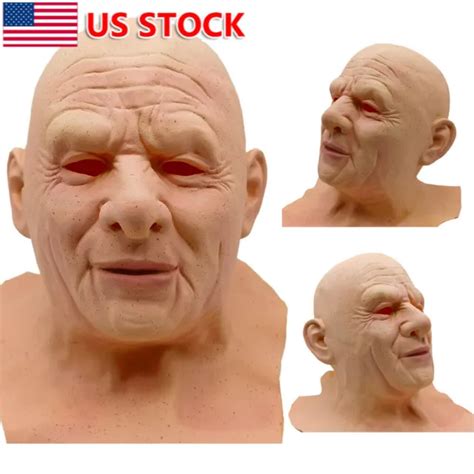 HALLOWEEN OLD MAN Latex Mask Cosplay Party Realistic Full Face Masks Headgear PicClick