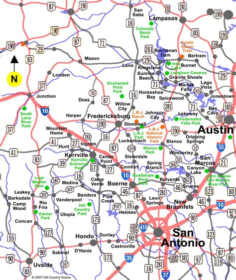Texas Hill Country Map Map Showing Towns And Placesin Thecentral