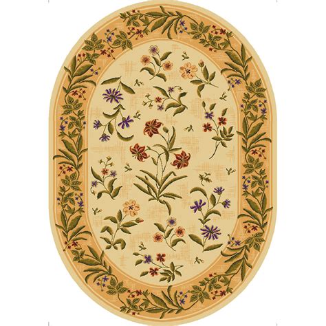 Hues of teal, brown, rust, and cream come to life against the beige background of this eye catching rug. Shop Mohawk Home Summer Flowers Beige Oval Cream Floral ...