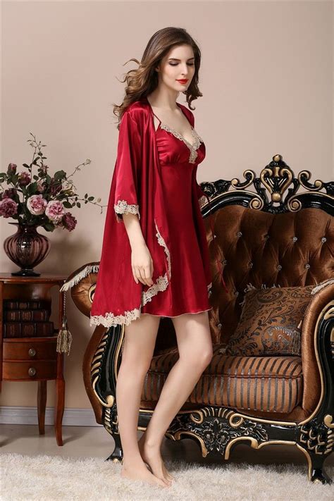 Womens Nightwear Night Dress Pajamas Nightgowns 463 Silk Outfit Silk Sleepwear
