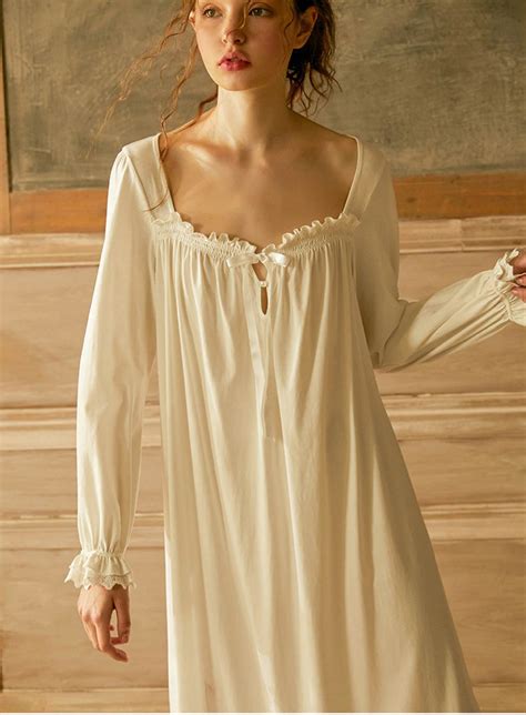 Victorian Vintage Cotton White Square Nightgown Victorian Etsy Night Dress Night Gown