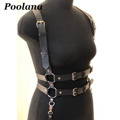 Handmade Real Leather Belt Women Harness Steampunk Gothic Chest Body