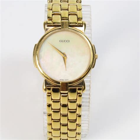 Gucci 18kt Gold Plated Mother Of Pearl Dial Dress Watch Property Room