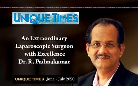 Dr R Padmakumar In Unique Times English Magazine Keyhole Clinic Kochi