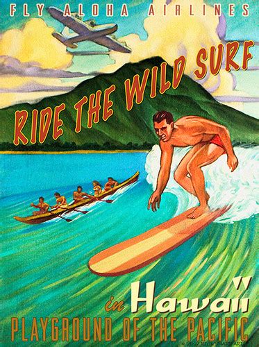 ride the wild surf hawaii vintage surf art posteras i remember ricksharpart rick sharp vintage art