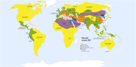 Overview Map Of The World In The Mid 2000 Bc Color Coded By Cultural