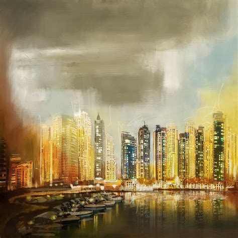 Downtown Dubai Skyline Painting By Corporate Art Task Force