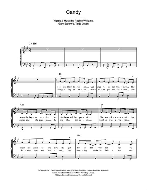 Ahey ho here she goes. Candy sheet music by Robbie Williams (Easy Piano - 115937)
