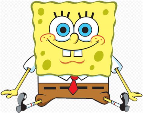 Hd Spongebob Sitting And Smiling Front View Character Png In 2023