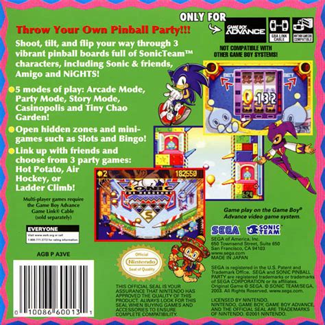 Sonic Pinball Party Box Shot For Game Boy Advance Gamefaqs