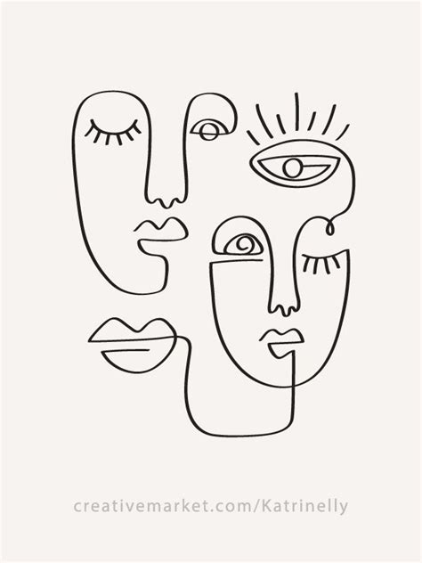 One Line Drawings Faces And Patterns Line Art Drawings Abstract Face