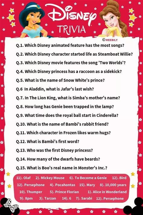 100 Disney Movies Trivia Question And Answers Meebily Movie Trivia