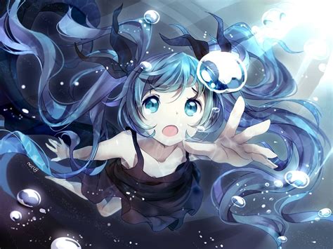 Twintails Anime Anime Girls Blue Hair Vocaloid