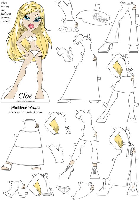 Cloe Paper Doll from Bratz with set of clothes to cut and color | Free