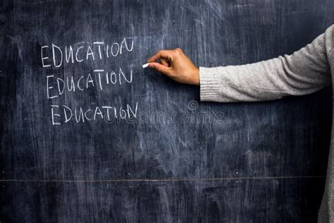 Man Writing On Blackboard Stock Photo Image Of Indoors 33903596