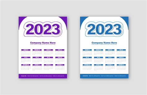 Modèle De Conception De Calendrier Du Nouvel An 2023 Ou Calendrier