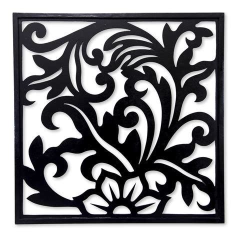 Silhouette Garden Balinese Floral Theme Wood Carving Wall Décor