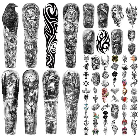 Metuu 46 Sheets Large Full Arm Waterproof Temporary Tattoo For Men And