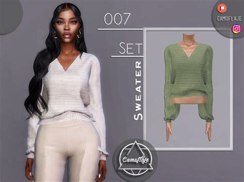 Camuflajes Set 007 Sweater Sims 4 Clothing Clothes For Women Clothes