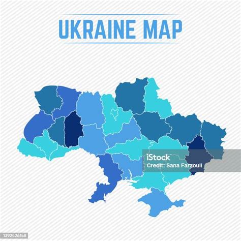 Peta Terperinci Ukraina Dengan Negara Bagian Ilustrasi Stok Unduh