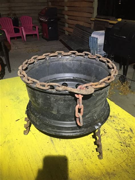 This portable fire pit can bring you a more perfect outdoor camping experience! Truck wheel fire pit | Wheel fire pit, Car wheels, Car ...