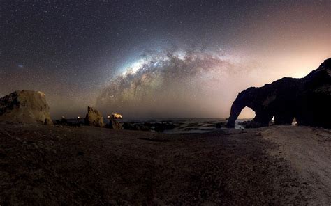 Wallpaper Sea Beach Stars Milky Way Galaxy Night 1280x800