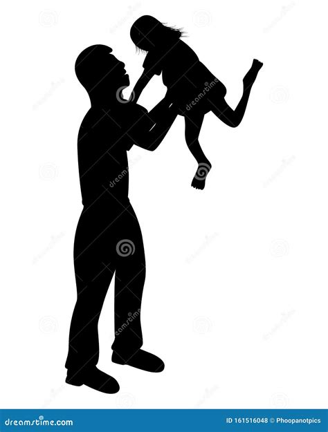 Silhouette Daughter Kissing Her Father Design Cartoon Vector 231106983