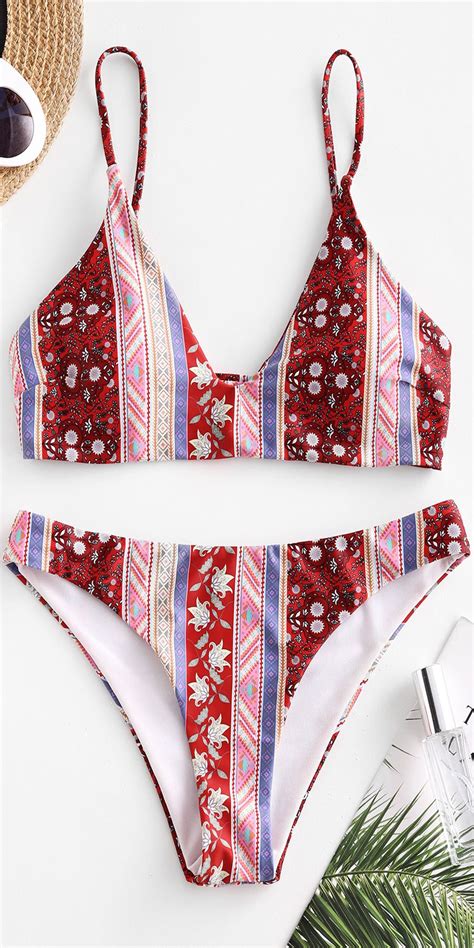 Zaful Bohemian Printed Bikini Swimsuit Bikinis Swimwear Swimsuits