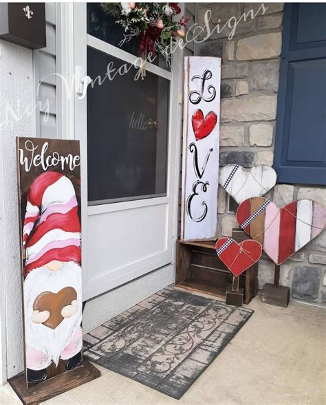 Love Valentines Day Porch Sign Vertical Porch Sign Etsy