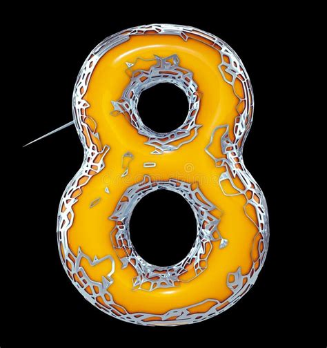 Number Eight 8 Made Of Golden Shining Metallic With Yellow Paint