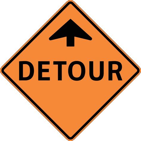 Traffic Sign Detour Ahead Arrow Traffic Safety Zone Canada