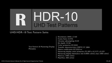 R Masciola Uhdhdr10 Test Patterns Kalibrate Limited