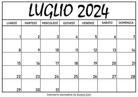 Calendario 2024 Mensile Luglio Jenda Lorette