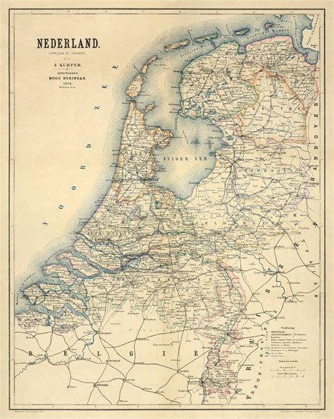 Netherlands Wall Map Old Map Of Holland Giclee Reproduction Etsy