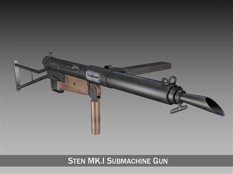 Sten Mki Submachine Gun 3d Model