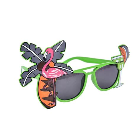 Hawaiian Flamingo Glasses Sunglasses Neon Tropical Beach Bbq Fancy