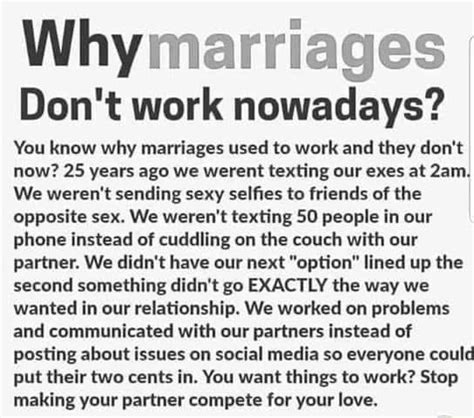 why marriages don t work nowadays you know why marriages used to work