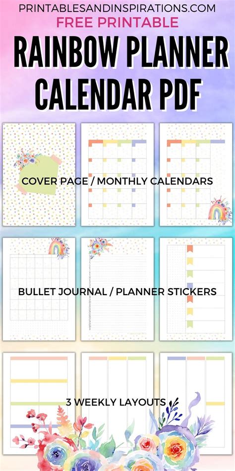 Free Printable Rainbow Colorful Planner Stickers Printables And
