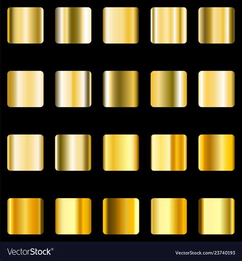 Set Of Gold Gradients Golden Squares Royalty Free Vector