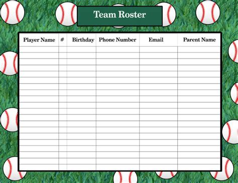 Sample Baseball Roster Template 9 Free Documents In Pdf Word Excel