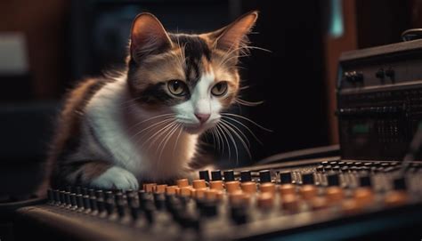 Premium Ai Image Cute Kitten Playing On Computer Desk Whiskers