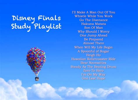 Disney Finals Study Playlist Disney Disneymusic Disneyplaylist