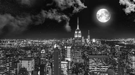 Old port of maasslui netherlands 4k ultra hd desktop wallpapers for computers laptop tablet and mobile phones 3840×2400. Night City BW Full Moon 4K HD Wallpapers | HD Wallpapers ...