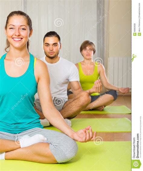 Group Having Yoga Class Stock Photo Image Of Gymnasium 68860608